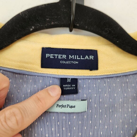 Peter Millar Collection Yellow Short Sleeve Polo Shirt Golfing Perfect Pique Men - Picture 4 of 7